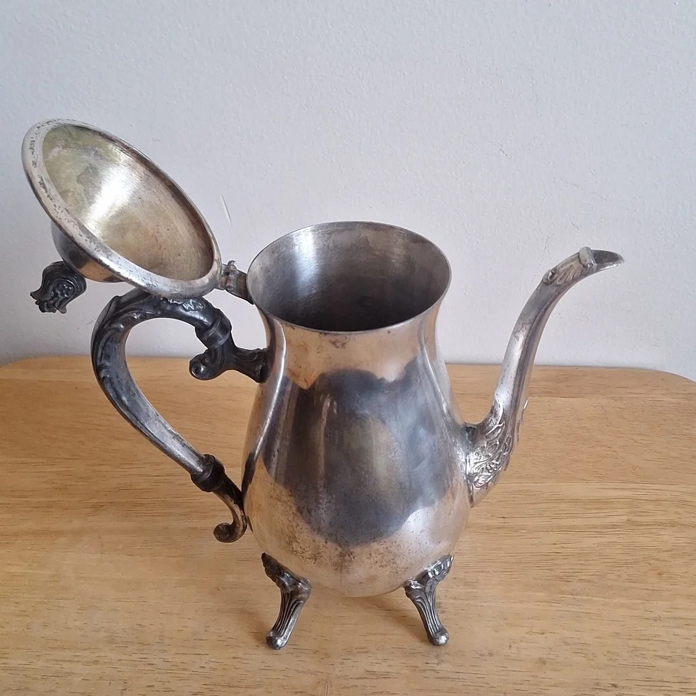Polished Vintage Leonard Silver Plate Coffee Pot - Ornate Footed Style